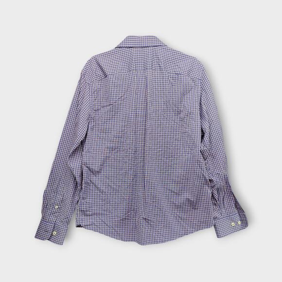 Mens UNTUCKit Stretchy Blue Plaid Long Sleeve Button Up Size Large - Picture 2 of 5